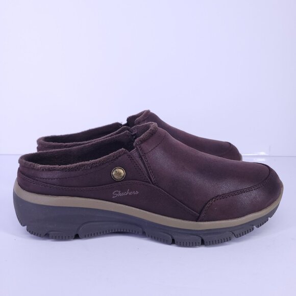 Skechers Easy Going Latte Women's 8 Chocolate Faux Fur Clogs Slip On Memory Foam - Picture 4 of 12